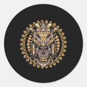 スカルアステカ戦士マヤ文化インカ文明 ラウンドシール (正面)