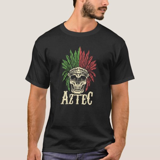 スカルアステカ戦士メキシコ骨格古代の市民 Tシャツ (正面)
