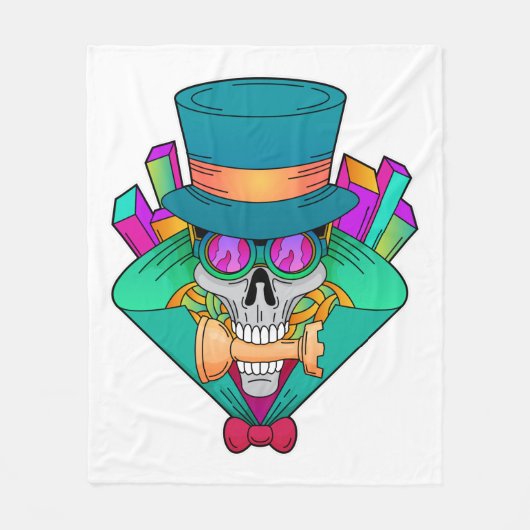 スカルアットチェスとチェスピースルーク フリースブランケット (正面)