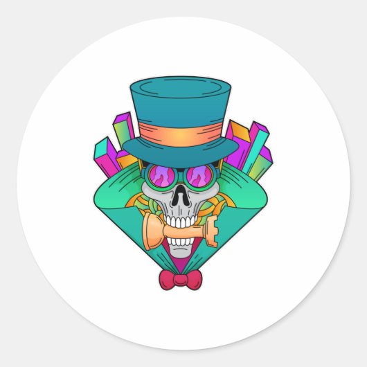 スカルアットチェスとチェスピースルーク ラウンドシール (正面)