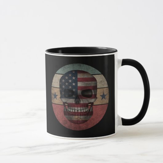スカルアメリカ国旗の愛国的贈り物 マグカップ (右)
