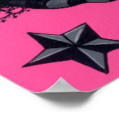 スカルアンドスターズアートプリントピンクゴシックの妖精 ポスター (角)