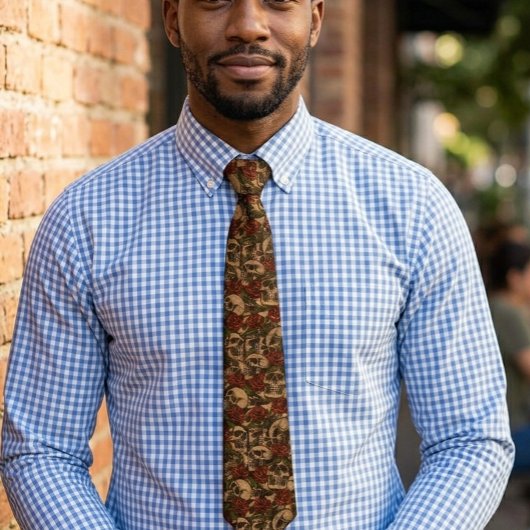 スカルアンドローズのグラフィティパターン ネクタイ