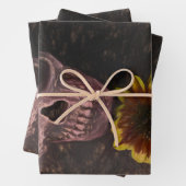 スカルイエローサンフラワーゴシックヴィンテージセピアスケッチ ラッピングペーパーシート (インサイチュ)