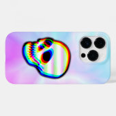 スカルイラストレーションネオンスタイルオンパステル背景 Case-Mate iPhoneケース (裏面 (横))