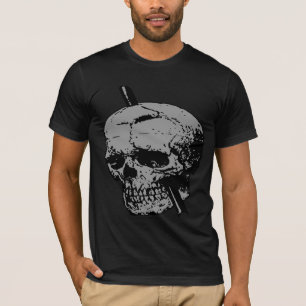 スカルイラストレーション及びタンピング鉄ベクトルグレイ Tシャツ