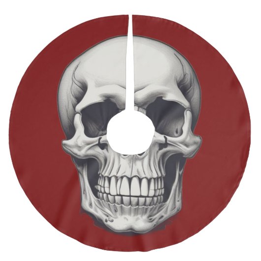 スカルイラストレーション ブラッシュドポリエステルツリースカート (正面)