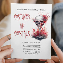 スカルインカクテルグラス不気味なハロウィーン 招待状