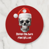 スカルインサンタハットホラーホリデーカスタムクリスマス フェイバータグ (正面)