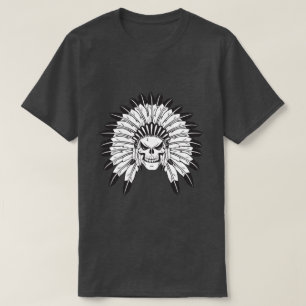 スカルインディアン長 Tシャツ