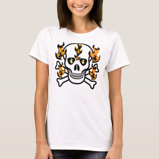 スカルインフレイムス図形プリント Tシャツ (正面)