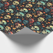 スカルイン開花ハロウィンラッピング紙 ラッピングペーパー (角)
