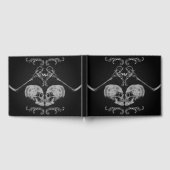 "スカルイン・ラブ"ヴィンテージスケルトン結婚ブラック ゲストブック (全面)