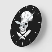 スカルインChef Baker Hat and Knives Kitchen ラウンド壁時計 (傾斜)