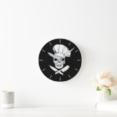 スカルインChef Baker Hat and Knives Kitchen ラウンド壁時計 (ホーム)