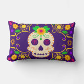 スカルウィズフラワーズディアデロムエルトス装飾用クッション ランバークッション (正面)