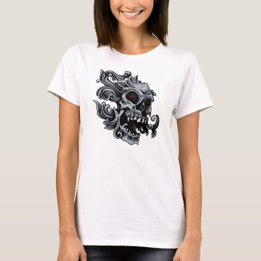 スカルウィメンズベラフローリー長袖Tシャツ Tシャツ (正面)
