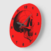 スカルウォールクロック、赤 ラージ壁時計 (傾斜)