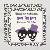スカルエレガントハロウィン結婚式の日付を保存 セーブザデート (正面/裏面)