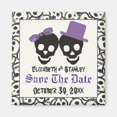 スカルエレガントハロウィン結婚式の日付を保存 マグネット (正面)