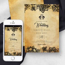 スカルエレガントハロウィーン結婚式招待状 招待状