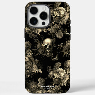 スカルエレガントバラフクロウ黒フェイク金ゴールドゴシック iPhone 16 PRO MAXケース