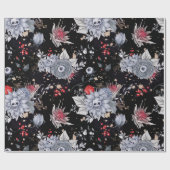 スカルエレガントバラ棺シルバーブラック ラッピングペーパー (フラット)