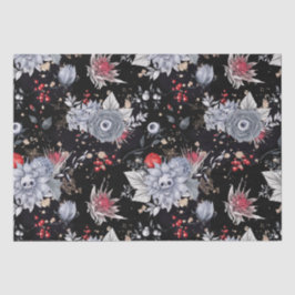 スカルエレガントバラ棺シルバーブラック 薄葉紙