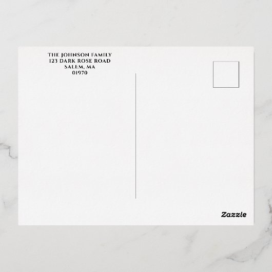 スカルオレンジバラハロウィンディナーパーティー金ゴールド 箔招待状ポストカード (裏面)