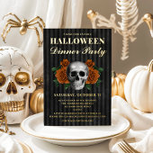 スカルオレンジバラハロウィンディナーパーティー金ゴールド 箔招待状