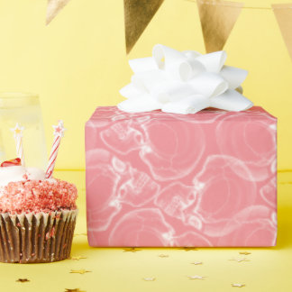 スカルオンピンクラッピング紙 ラッピングペーパー