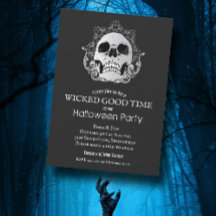 スカルオンブラックハロウィーン招待状
