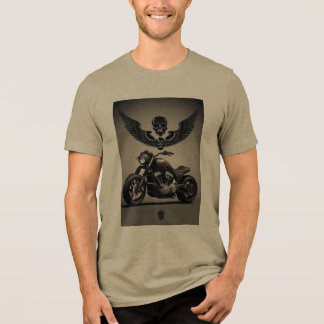 スカルカスタム及びウインググラフィック付き自動二輪車 トライブレンドＴシャツ