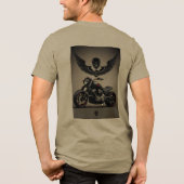 スカルカスタム及びウインググラフィック付き自動二輪車 トライブレンドＴシャツ (裏面)