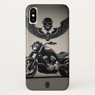スカルカスタム及びウインググラフィック付き自動二輪車 iPhone X ケース