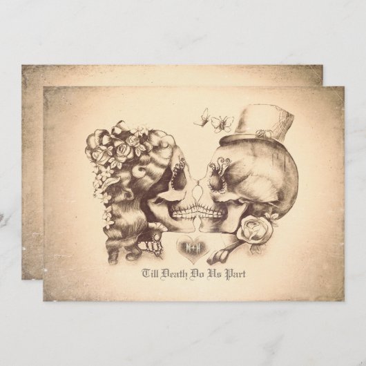 スカルカップルの日の死んだ婚約パーティ 招待状 (正面/裏面)