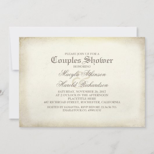 スカルカップルの死んだカップルの日シャワー 招待状 (裏面)