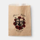 スカルカップルゴシックバラ名前をカスタムする フェイバーバッグ (正面)