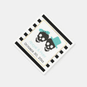 スカルカップルストライプとアクアハロウィン結婚ズ スタンダードカクテルナプキン (角)