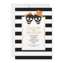 スカルカップルストライプとオレンジのハロウィン結婚ズ