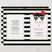 スカルカップルストライプの赤いハロウィーンの結婚式プログラム (正面/裏面)