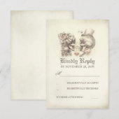 スカルカップルデッドデイ結婚式RSVPカード 出欠カード (正面/裏面)