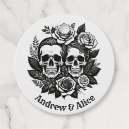 スカルカップル名前をカスタムするTシャツ フェイバータグ