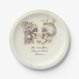 スカルカップル結婚ゴシック ペーパープレート