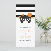 スカルカップル、ストライプハロウィーン結婚式プログラム プログラム (スタンド正面)