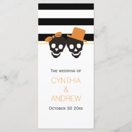 スカルカップル、ストライプハロウィーン結婚式プログラム プログラム