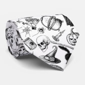スカルカボチャのブロームスティックこうもりハロウィーン ネクタイ (ロール)
