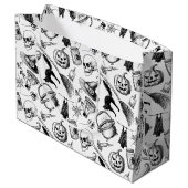 スカルカボチャのブロームスティックこうもりハロウィーン ラージペーパーバッグ (裏面アングル)