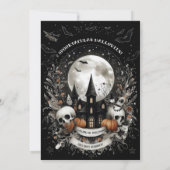 スカルカボチャ幽霊のよく出るハウスハロウィンバッシュゴシック 招待状 (裏面)