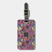 スカルカラフルトレンディーモノグラムピンクラゲッジタグ ラゲッジタグ (正面縦)